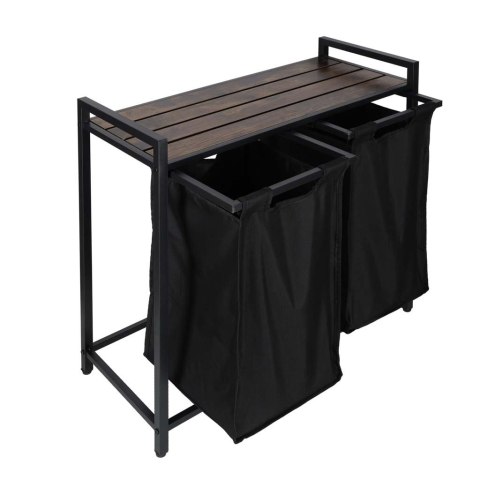 Kosz na pranie bieliznę 2 komory z półką blatem pojemnik loft 76l