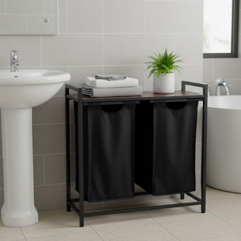 Kosz na pranie bieliznę 2 komory z półką blatem pojemnik loft 76l