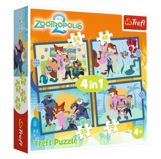 Puzzle - 4w1 - Zootopia pełna przygód / Zootopia 2FSC Mix 70% 34677