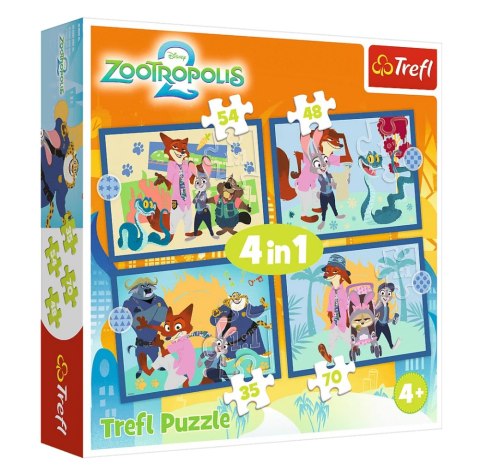 Puzzle - 4w1 - Zootopia pełna przygód / Zootopia 2FSC Mix 70% 34677