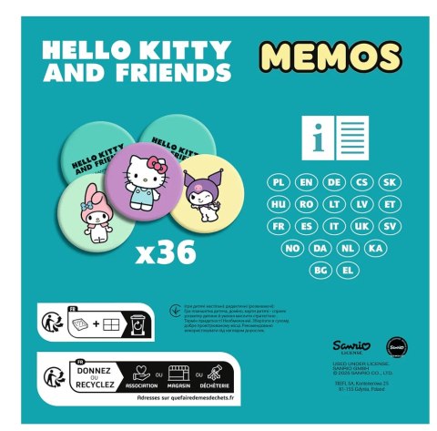 02898 - GRA - Memos Hello Kitty PL EN DE CZ SK HU RO LT LV EE FR ES IT UA SE NO DK NL GE BG GR / Sanrio Hello Kitty FSC Mix 70%