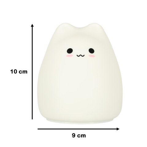 Lampka nocna dla dzieci silikonowa dotykowa miękka RGB LED biała kotek