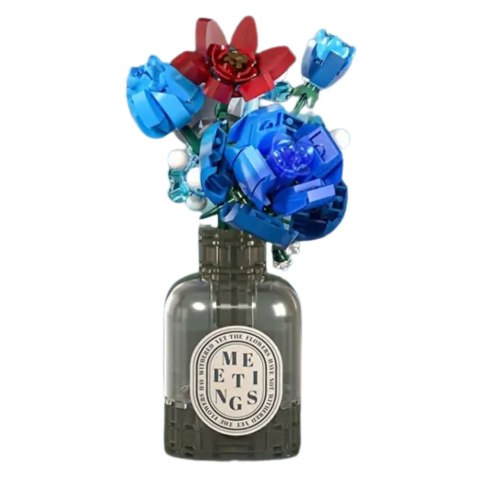 Klocki Konstrukcyjne Bukiet Kwiatów W Wazonie Czerwono-Niebieski 358 el.