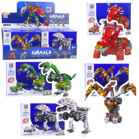 Klocki Konstrukcyjne Dinozaur Auto 2w1 105-132 el. Mix