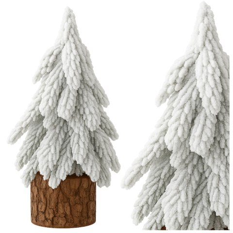 Choinka Ozdobna Dekoracyjna Sztuczna Na Pniu Pokryta Śniegiem 20 x 9 cm