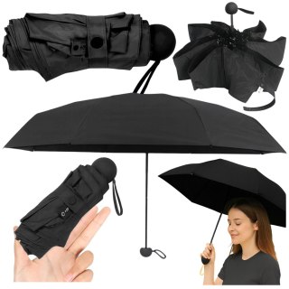 Parasolka Kieszonkowa Składana z Ochroną UV UPF 50+ Etui Czarna 90 cm