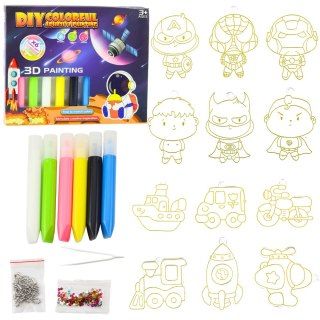 Zestaw Do Malowania Kosmos 3D DIY 6 Farbek Zawieszki 12 szt.