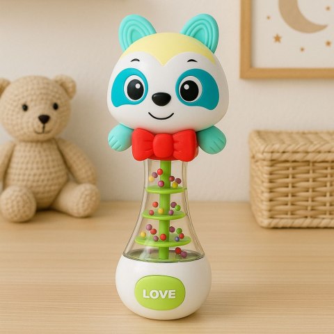 Grzechotka Zabawka Dla Niemowlaka Miś Z Kolorowymi Kuleczkami