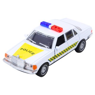 Klasyczny Samochód Policyjny Napęd Metalowy Otwierane Drzwi Biały 1:32