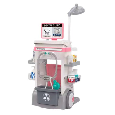 Zestaw Doktor Dentysta Wózek Medyczny Światła Różowy 26 el.