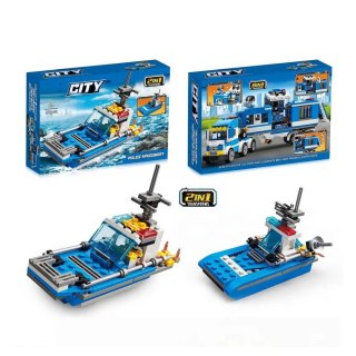 Klocki Konstrukcyjne Policja Helikopter Pojazdy Budynki 98-118 el. Mix