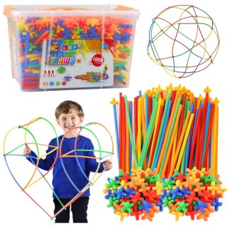 Klocki Konstrukcyjne Słomki Straws 3D 4D W Kuferku Kolorowe 1000 el.