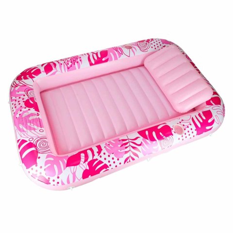 Materac dmuchany do pływania, leżak do opalania z poduszką różowy