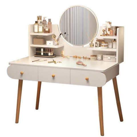 Toaletka Kosmetyczna Z Lustrem Trzy Szuflady Biała 100x40x120cm