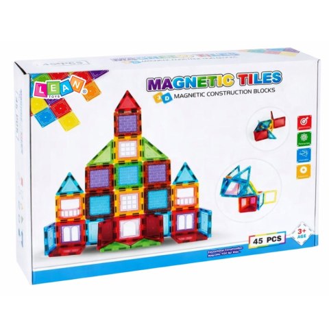 Klocki Magnetyczne 3D Układanka Konstrukcyjna Kolorowe 45 el.