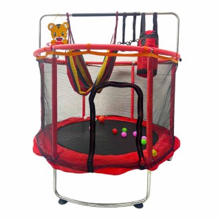 Trampolina dla dzieci ogrodowa siatka piłki koszykówka 150cm czerwona