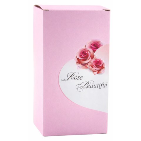 Wieczna Róża w Kopule z Oświetleniem LED Różowa z Serduszkiem i Kuleczkami