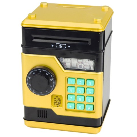 Bankomat Sejf Elektroniczny Skarbonka Światła Dźwięki Kod PIN Złoty