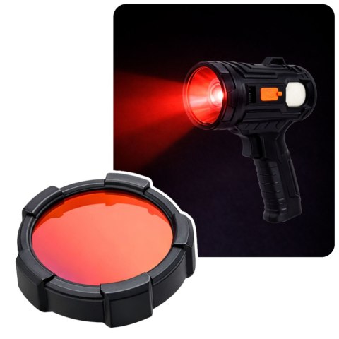 Latarka LED Szperacz Solarna 6 Trybów Powerbank Wymienne Filtry 19 cm