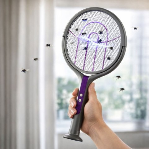 Rakieta Owadobójcza Elektryczna Teleskopowa 2w1 Lampa Na Muchy Komary