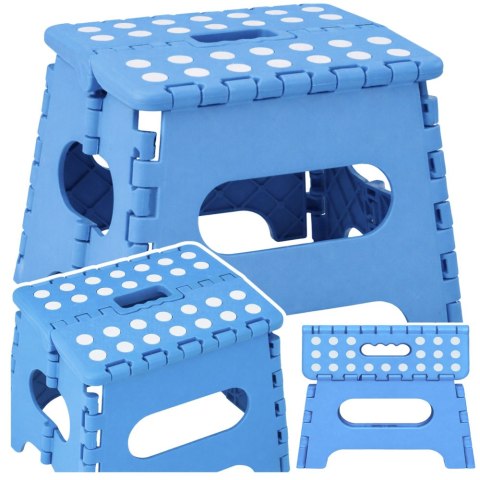 Stołek Składany Podnóżek Stopień Taboret Antypoślizgowy Niebieski 24x19 cm