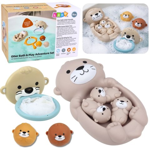 Zestaw Zabawki Do Kąpieli Wydra Rodzinka Kosz Piłeczki 7 el.