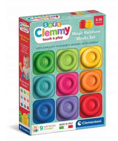 Clemmy Magiczna Tęcza Klocki 9 Elementów Miękki Sensoryczne Clementoni 17604