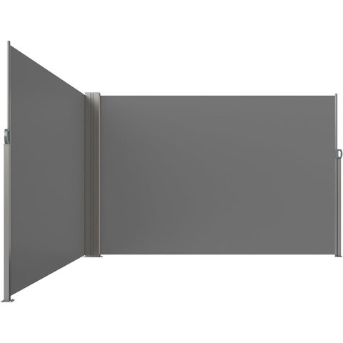 Markiza narożna boczna tarasowa LUARO parawan zwijany 180 x 620 cm szary