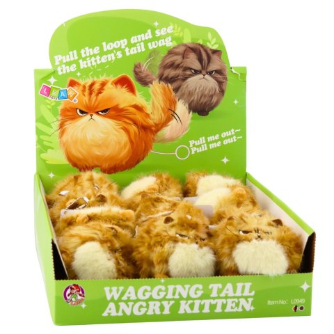 Pluszowy Rudy Kotek z Kręcącym Ogonkiem Dźwięki Piszczenia Brelok 9 cm