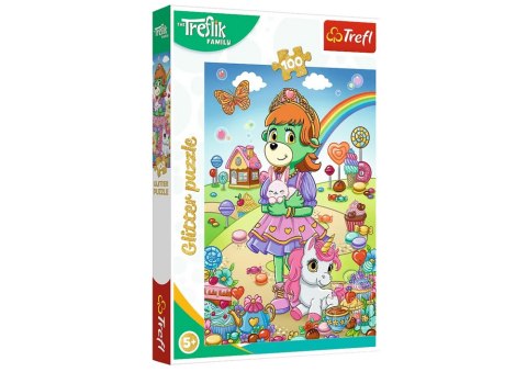 Puzzle - 100 - Rodzina Treflików - Brokatowe Trefliki - Trefl 14833