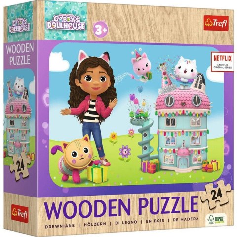 Puzzle - 24 Drewniane - Wesoła Gabby i przyjaciele - Koci Domek Gabi - Trefl 20268