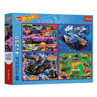 Puzzle - 4x250 - Hot Wheels - Wyścigowe auta - Trefl 13312