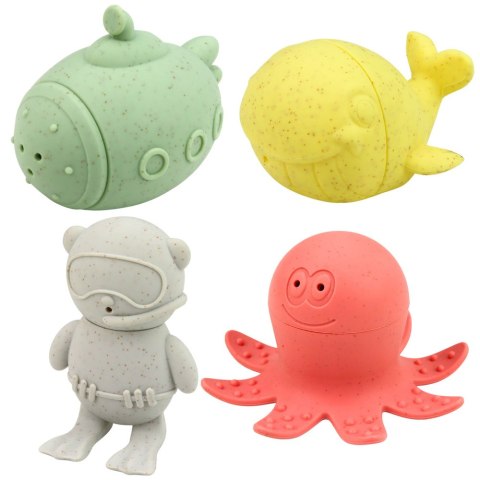 Zabawki Edukacyjne Do Kąpieli Sensoryczne Figurki Gumowe Pastelowe 4 szt.