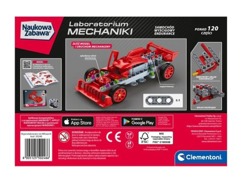 Naukowa Zabawa Klocki Laboratorium Mechaniki Samochód Wyścigowy Endurance Czerwony Język Polski Clementoni 50248
