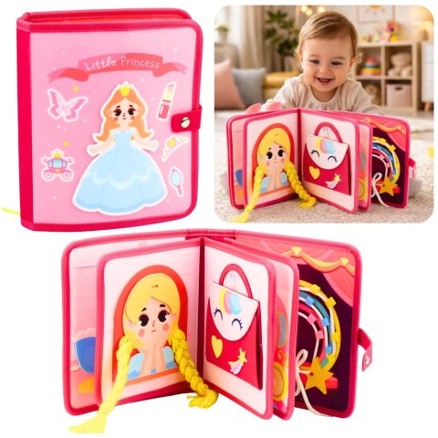 Książeczka Edukacyjna Sensoryczna Filcowa 3D Księżniczki Różowa