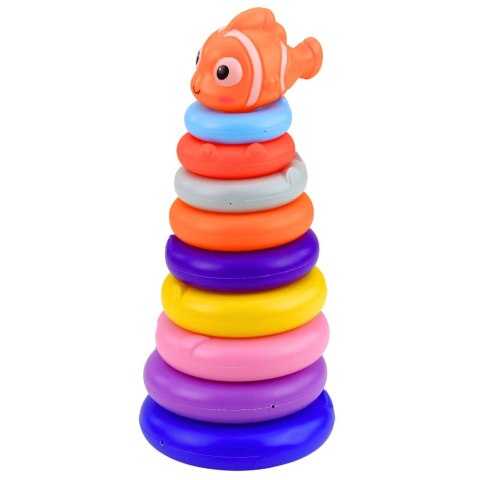Piramida Edukacyjna Układanka Z Kolorowych Kółek Rybka 10 el.