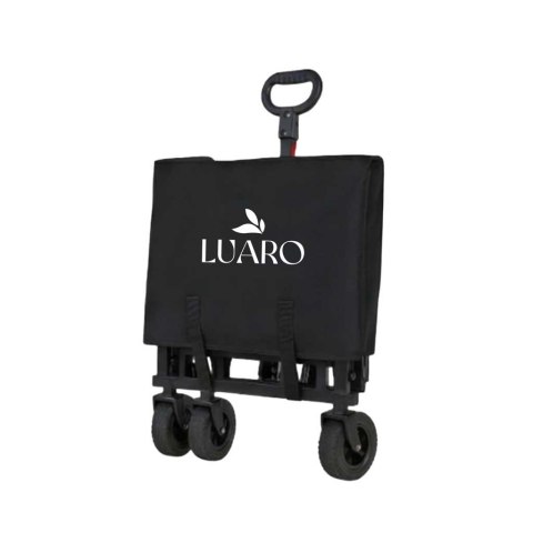 Wózek transportowy LUARO plażowy składany z daszkiem i siatką czarny