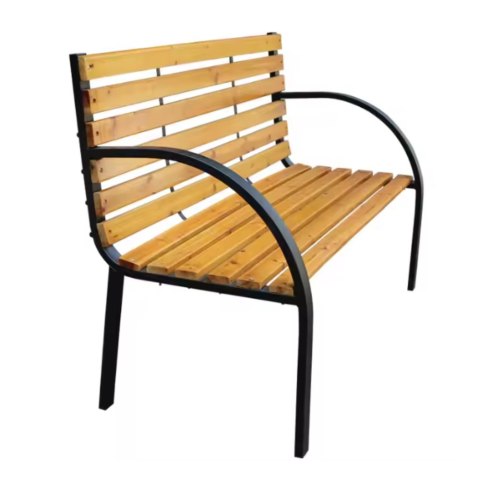 Ławka Ogrodowa Drewniana Metalowa Ławeczka Parkowa z oparciem