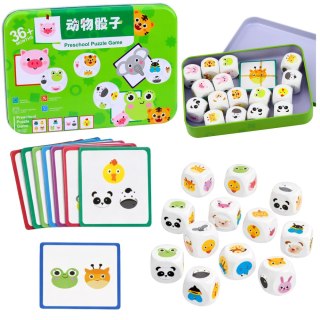 Gra Edukacyjna Dla Dzieci Dopasuj Zwierzątka Kostki Drewniane Karty