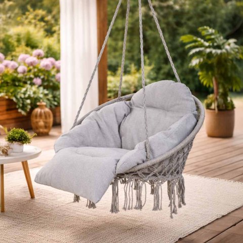 Huśtawka ogrodowa bocianie gniazdo z poduszką XXL szary 150kg