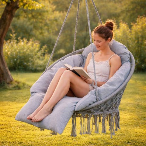 Huśtawka ogrodowa bocianie gniazdo z poduszką XXL szary 150kg