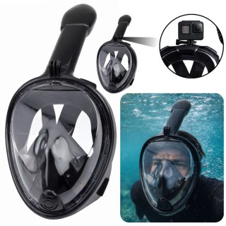 Maska Do Snorkelingu Nurkowania Pełnotwarzowa System AntiFog Czarna L/XL