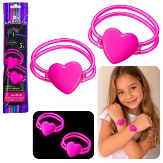 Podwójne Bransoletki Opaski z Sercem Fluorescencyjne Stick Neon Świecące