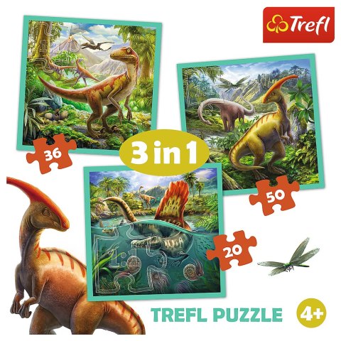 Puzzle - 3w1 (20, 36, 50) - Niezwykły świat dinozaurów - Trefl 34837
