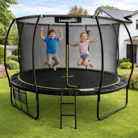 Trampolina Ogrodowa LEAN Z Siatką Wewnętrzną Czarno-Zielona 366CM 12FT