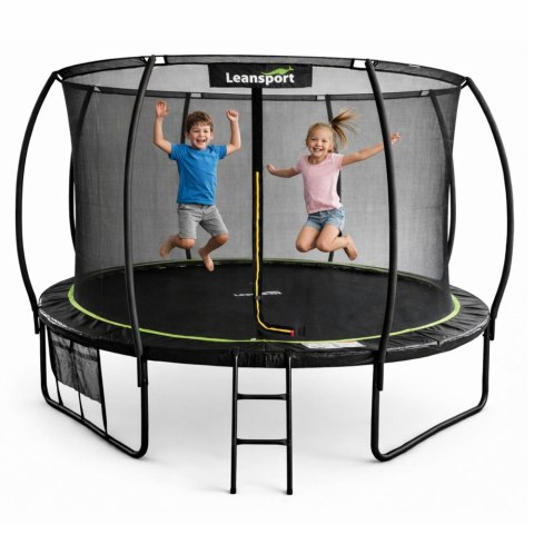 Trampolina Ogrodowa LEAN Z Siatką Wewnętrzną Czarno-Zielona 427CM 14FT