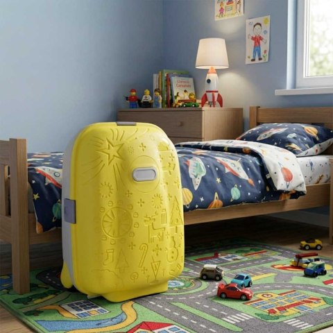 Walizka podróżna kabinowa dla dzieci na kółkach LED bagaż podręczny z imieniem żółty