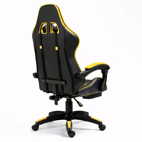 Fotel Gamingowy LEAN Obrotowy Biurowy Z Podnóżkiem Poduszki Czarno-Żółty