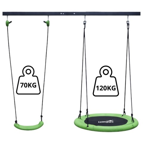 Huśtawka Ogrodowa Bocianie Gniazdo Siedzisko 2w1 Stelaż Czarny 260x173 cm
