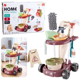 Zestaw Do Sprzątania Dla Dzieci Wózek Mop Wiadro Odkurzacz 26 el.